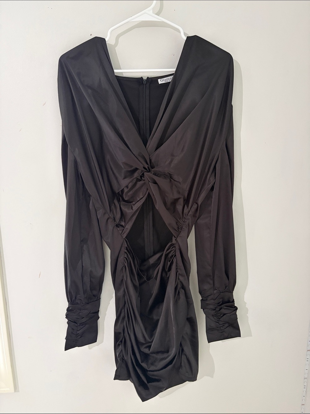 Black Draped Knot-Front Women’s Dress
